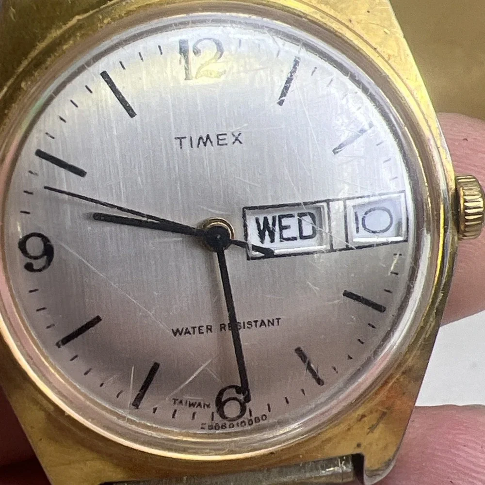 Timex Marlin Gold Tone Mens Vintage 1970s Mechanical Handwind Watch Working